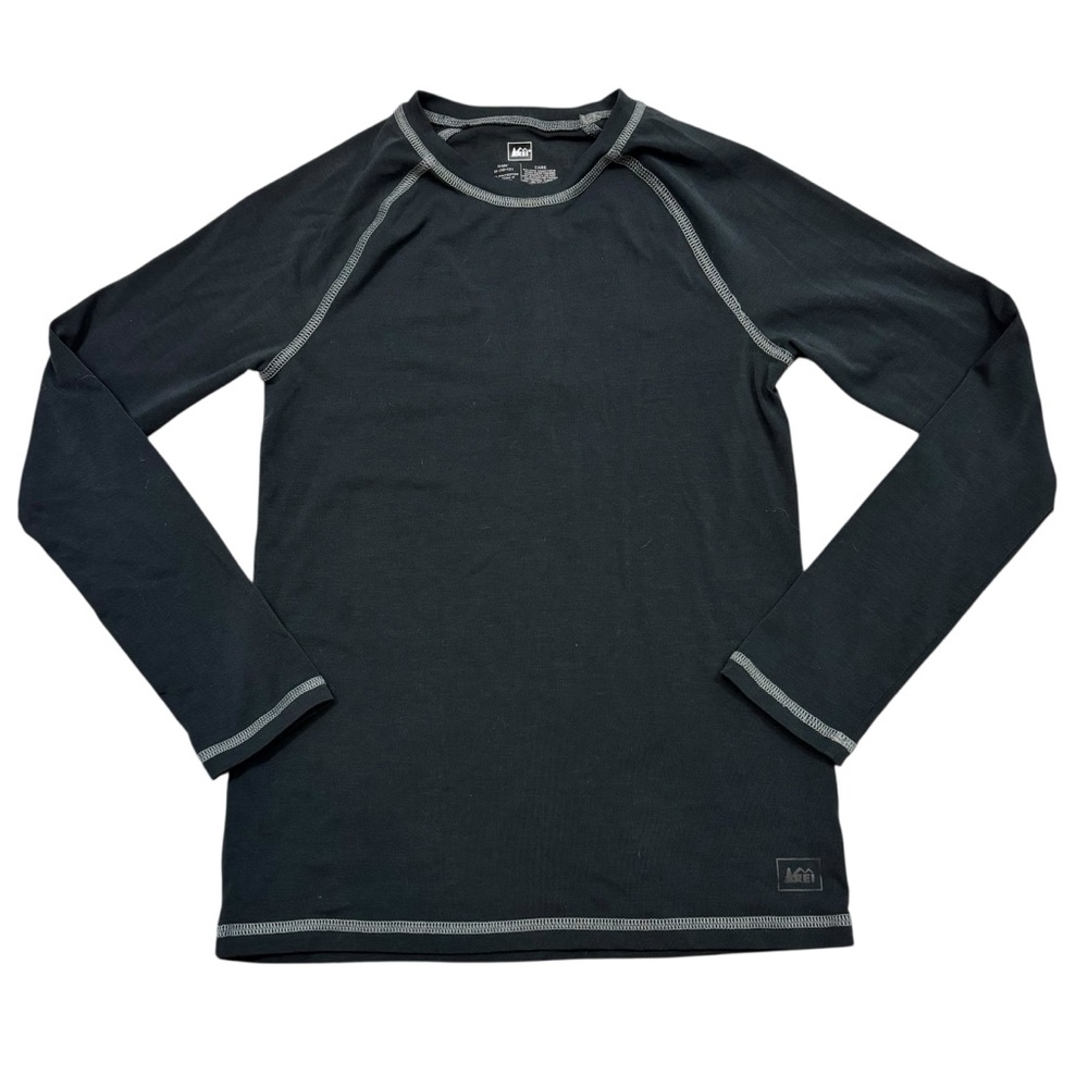 REI Boys Black Long Sleeve Base Layer Top Size Medium‎ 10-12